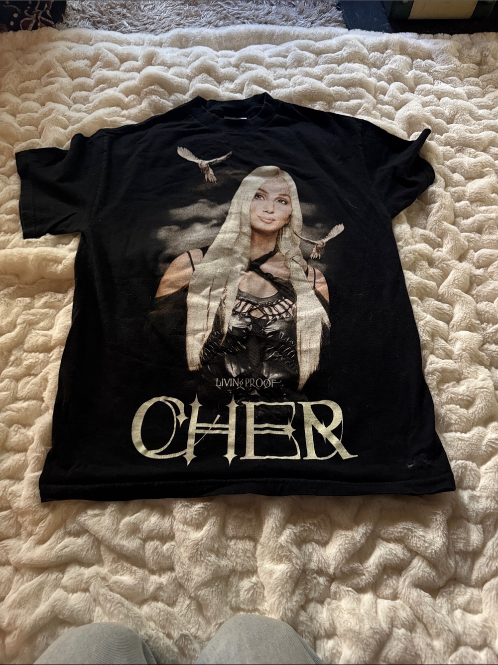 Cher Graphic Band Tee - Black with White Print